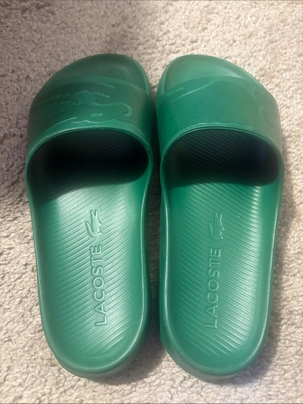 Lacoste Green Crocodile Slide Sandals, Men’s Size 9